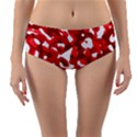 Red and White Camouflage Pattern Reversible Mid-Waist Bikini Bottoms View1