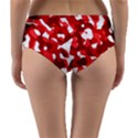 Red and White Camouflage Pattern Reversible Mid-Waist Bikini Bottoms View2