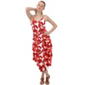 Red and White Camouflage Pattern Layered Bottom Dress View1