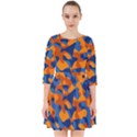 Blue and Orange Camouflage Pattern Smock Dress View1