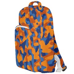 Blue And Orange Camouflage Pattern Double Compartment Backpack by SpinnyChairDesigns