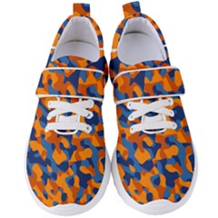 Blue And Orange Camouflage Pattern Women s Velcro Strap Shoes by SpinnyChairDesigns