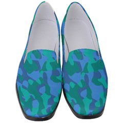 Blue Turquoise Teal Camouflage Pattern Women s Classic Loafer Heels by SpinnyChairDesigns