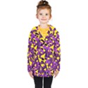 Purple and Yellow Camouflage Pattern Kids  Double Breasted Button Coat View1