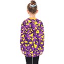 Purple and Yellow Camouflage Pattern Kids  Double Breasted Button Coat View2