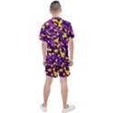 Purple and Yellow Camouflage Pattern Men s Mesh Tee and Shorts Set View2