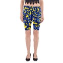 Blue and Yellow Camouflage Pattern Yoga Cropped Leggings View1