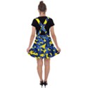 Blue and Yellow Camouflage Pattern Velvet Suspender Skater Skirt View2