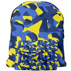 Blue And Yellow Camouflage Pattern Giant Full Print Backpack by SpinnyChairDesigns