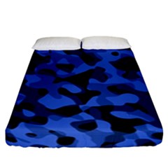 Black And Blue Camouflage Pattern Fitted Sheet (king Size) by SpinnyChairDesigns