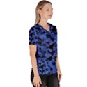 Black and Blue Camouflage Pattern Women s V-Neck Scrub Top View3