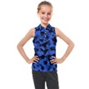 Black and Blue Camouflage Pattern Kids  Sleeveless Polo Tee View1