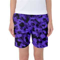 Purple Black Camouflage Pattern Women s Basketball Shorts by SpinnyChairDesigns