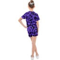 Purple Black Camouflage Pattern Kids  Mesh Tee and Shorts Set View2