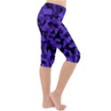 Purple Black Camouflage Pattern Lightweight Velour Cropped Yoga Leggings View3