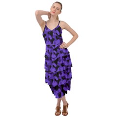 Purple Black Camouflage Pattern Layered Bottom Dress by SpinnyChairDesigns