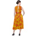 Orange and Yellow Camouflage Pattern Round Neck Boho Dress View2