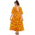 Orange and Yellow Camouflage Pattern Kimono Sleeve Boho Dress View2