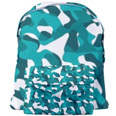 Teal And White Camouflage Pattern Giant Full Print Backpack by SpinnyChairDesigns