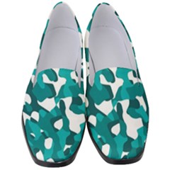 Teal And White Camouflage Pattern Women s Classic Loafer Heels by SpinnyChairDesigns