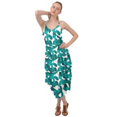 Teal And White Camouflage Pattern Layered Bottom Dress by SpinnyChairDesigns