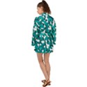 Teal and White Camouflage Pattern Long Sleeve Kimono View2