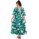 Teal and White Camouflage Pattern Kimono Sleeve Boho Dress View2