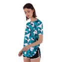 Teal and White Camouflage Pattern Perpetual Short Sleeve T-Shirt View2