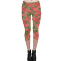 Pink and Green Camouflage Pattern Capri Leggings  View1