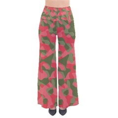 Pink And Green Camouflage Pattern So Vintage Palazzo Pants by SpinnyChairDesigns