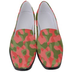 Pink And Green Camouflage Pattern Women s Classic Loafer Heels by SpinnyChairDesigns