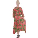 Pink and Green Camouflage Pattern Quarter Sleeve Wrap Front Maxi Dress View2