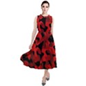 Red and Black Camouflage Pattern Round Neck Boho Dress View1