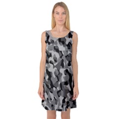 Grey And Black Camouflage Pattern Sleeveless Satin Nightdress by SpinnyChairDesigns