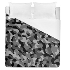 Grey And Black Camouflage Pattern Duvet Cover (queen Size) by SpinnyChairDesigns