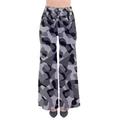 Grey And Black Camouflage Pattern So Vintage Palazzo Pants by SpinnyChairDesigns