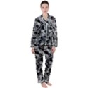 Grey and Black Camouflage Pattern Satin Long Sleeve Pyjamas Set View1