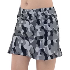 Grey And Black Camouflage Pattern Tennis Skorts by SpinnyChairDesigns