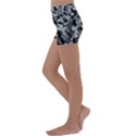 Grey and Black Camouflage Pattern Kids  Lightweight Velour Yoga Shorts View2