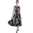 Grey and Black Camouflage Pattern Round Neck Boho Dress View1