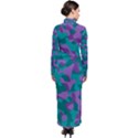 Purple and Teal Camouflage Pattern Turtleneck Maxi Dress View2