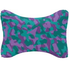 Purple And Teal Camouflage Pattern Seat Head Rest Cushion by SpinnyChairDesigns