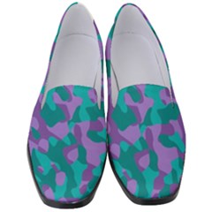 Purple And Teal Camouflage Pattern Women s Classic Loafer Heels by SpinnyChairDesigns