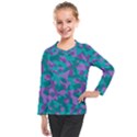 Purple and Teal Camouflage Pattern Kids  Long Mesh Tee View1