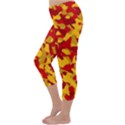 Red and Yellow Camouflage Pattern Capri Winter Leggings  View2