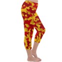 Red and Yellow Camouflage Pattern Capri Winter Leggings  View3