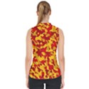 Red and Yellow Camouflage Pattern Mock Neck Shell Top View2