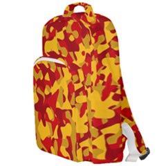 Red And Yellow Camouflage Pattern Double Compartment Backpack by SpinnyChairDesigns