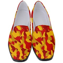 Red And Yellow Camouflage Pattern Women s Classic Loafer Heels by SpinnyChairDesigns