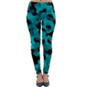 Black and Teal Camouflage Pattern Lightweight Velour Leggings View1